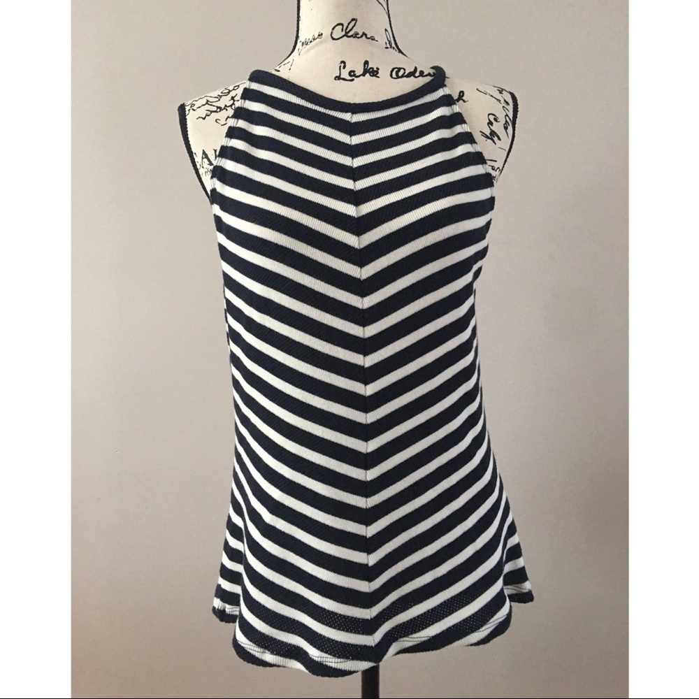 Maeve Anthropologie blue white knit halter top med